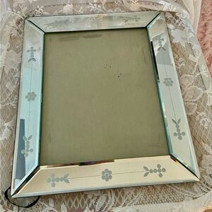 Elegant Vintage Venetian Style Etched Flower Mirror Frame
